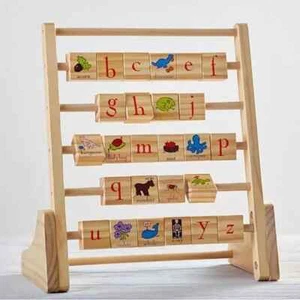 Pottery Barn Kids Wooden Alphabet Abacus Ages 2 and Up Fun Teaching Tool - Picture 1 of 5