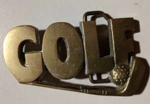 Solid Brass GOLF Belt Buckle Vintage Accessories 4222 R.O.C. - Picture 1 of 2