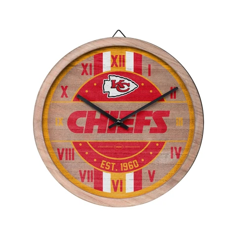 Kansas City Chiefs Logo Barrel Wall Clock Wooden - Man Cave Office Decor NEW Cover