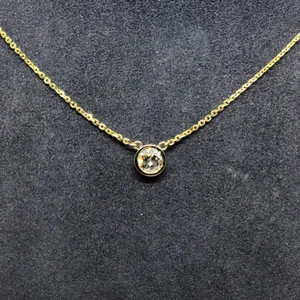 0.53 ct G/SI-1 Round Cut Diamond Solitaire Pendant Necklace 14K Yellow Gold - Picture 1 of 3