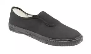 Hombres DEK Senior Refuerzo Plimsoll Suela de Goma Lona, Negro, Reino Unido Talla 6 a 13 - Imagen 1 de 4