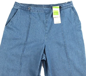 M&S Womens Marks and Spencer Classic Blue Trousers Size 16 Petite LABEL FAULT - Picture 1 of 8