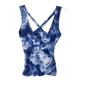 Camisa Redhaute Mujer Talla Mediana Azul Tie Dye Imitación Envoltura - Imagen 1 de 16