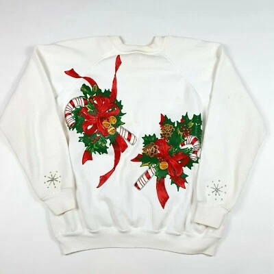 Sudadera navideña vintage con bastón de caramelo grande 80 polar cuello redondo para mujer  Foto 1 de 4