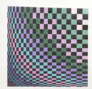Susan Roberts Checker Illusion #2 Quilt Square Handpainted Needlepoint Canvas - Picture 1 of 1