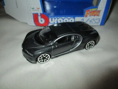 MINIATURE BUGATTI CHIRON GRISE  1/43° B BURAGO EN BOITE - Photo 1/4