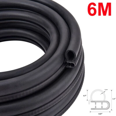 20FT 6M Car Door Rubber Seal Strip Trim Seal w/ Side Bulb Car Weather Stripping - Image 1 of 4
