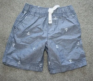 Carter's Boys 4T Bermuda Shorts Blue Denim White Anchor Print Summer Bottoms EUC - Picture 1 of 10