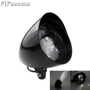 5.75'' LED Motorcycle Bullet Black Headlight Lamp For Harley Choppers Bobber - Picture 1 of 8