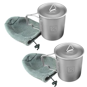 [2er-PACK] 450ML (15oz) Titan Offene Flamme Kompakt Ultraleicht Tasse/Topf mit Deckel, 3 - Bild 1 von 9