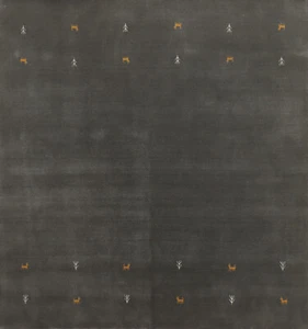 Luxurious Handmade Living Room Square Rug Gray Tribal Gabbeh Rug 6x6 ft - Picture 1 of 12