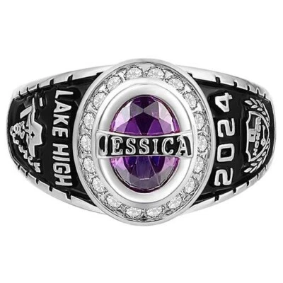 Anillo de mujer tradicional ovalado piedra personalizado de primera clase graduación regalo ella Foto 1 de 4