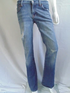 7 For All Mankind Womens Jeans Size 27 Denim Bootcut Light Wash Distressed Rip - Picture 1 of 10