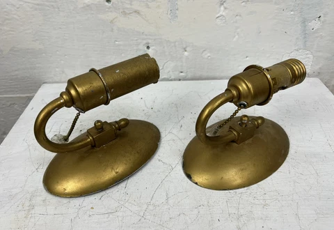 Pair Lightolier Candelabra Wall Sconces Antique Lighting Art After Sunset Nickel Cover