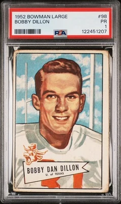 1952  Bowman Large - #98 - Bobby Dillon - Packers - PSA 1 - 1207 - Image 1 of 2