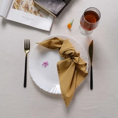 Golden mustard Cotton Napkin Set of 20 Pc Wedding Napkin Table Decor,Bulk Napkin - Image 1 of 4