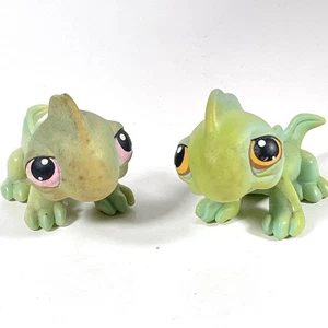 Lot of 2 Littlest Pet Shop Iguana #97 & #29 Brown / Purple Eyes LPS Authentic - Picture 1 of 13