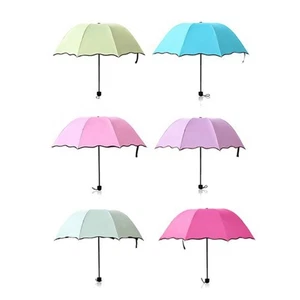 Flowering in Water Umbrella Black Coating Sun Umbrella Portable Parasol for Girl - Picture 1 of 14