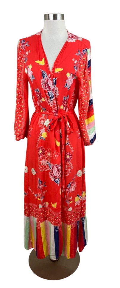 Boho кимоно халат CLEOBELLA красный макси прикрыть гостиной прихоть ремесленник бабочка S - Изображение 1 из 4