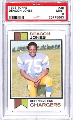 1973 Topps #38 Deacon Jones San Diego Chargers Football Card PSA 9 MINT ID:45160 - Image 1 of 2
