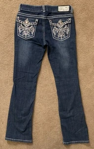Miss Chic Boot Cut verzierte weiße Nähte Low Rise Jeans - Größe 11 - Bild 1 von 3