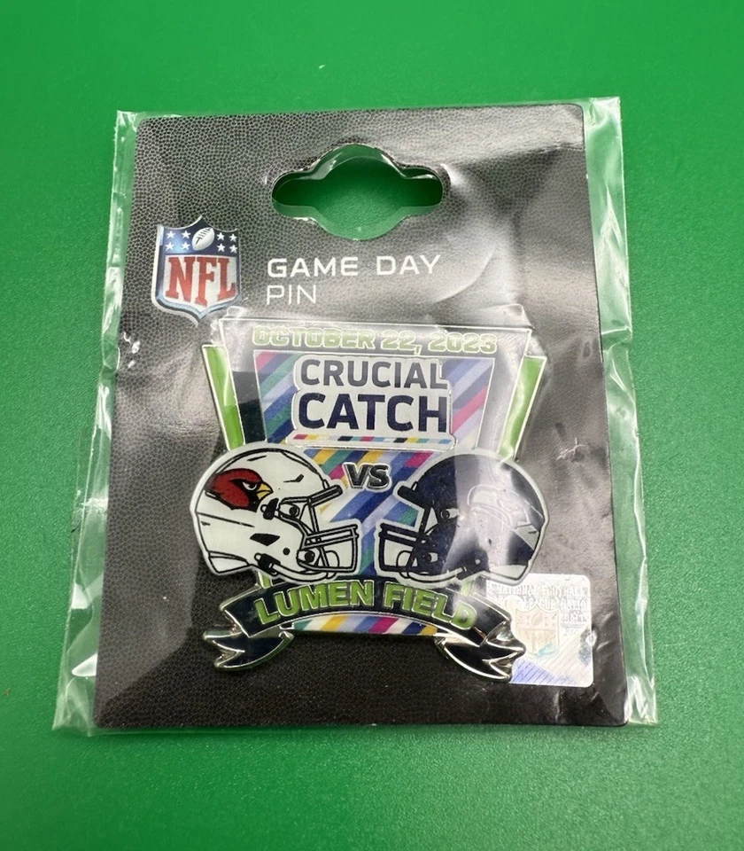 Arizona Cardinals vs Seattle Seahawks CRUCIAL CATCH GAME DAY PIN 10/22/2023 NEW - Image 1 of 1