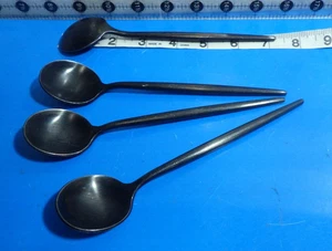 12 total black stainless steel forks 9" forks & round soup spoons 7 1/4" - Bild 1 von 6