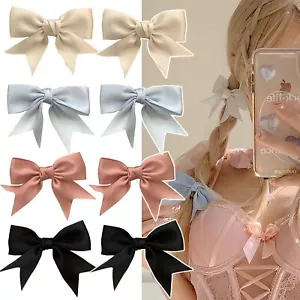 8PCS Bow Hair Ribbon Clips Satin Bowknot Alligator Barrettes Ponytail Holder - Picture 1 of 6