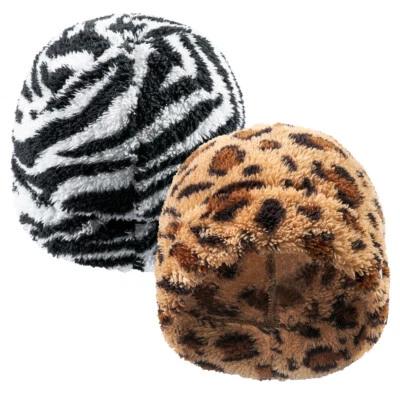Gorro con estampado de leopardo gorra calavera invierno polar sombrero suave cálido sombrero para hombres mujeres Foto 1 de 4