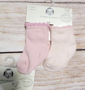 Calzini Gerber Modern Moments nuovi con etichette bambina set 2 paia rosa nuovi con etichette nuovi con etichette a prova di oscillazione - Foto 1 di 1