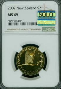 2007 NEW ZEALAND $2 DOLLAR NGC MS69 MAC SOLO FINEST MAC SPOTLESS 3,500 MINTED - Picture 1 of 2