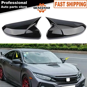 New Side Mirror Cover Caps Rearview Cover For Honda Civic 2016-2021 Glossy Black - Foto 1 di 12