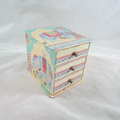 Laura Ashley Trinket Box Paper Chest Drawers Jewelry Elephants Room Decor 1990s - Image 1 of 4
