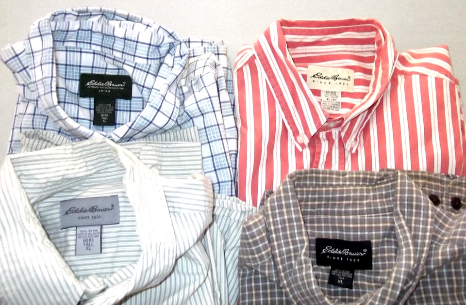 Vtg Lot 4 EDDIE BAUER Long Sleeve Button Down Collar Pocket SHIRTS/Size XL TALL - Image 1 of 4