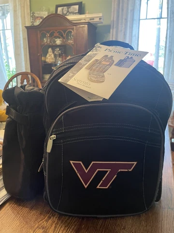 Virginia Tech Hokies Picnic Backpack Insulated w/ wine duffel Sorrento Black Cover