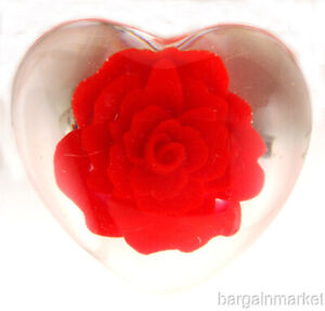Mother's Day Red Rose Lucite Heart Love Brooch Pin