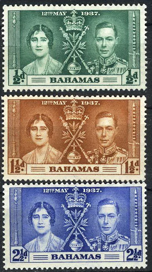 Bahamas 1937 Coronation King George & Queen Elizabeth MH (SC# 97-99) - Image 1 of 1