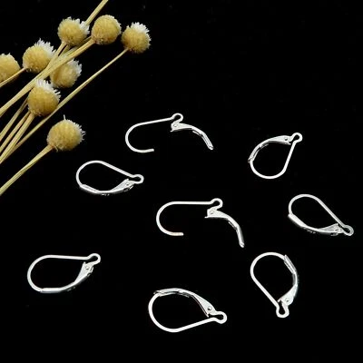 8Pcs 925 Sterling Silver Leverback Hooks 10x16mm Hypoallergenic Dangle Earwires - Image 1 of 4