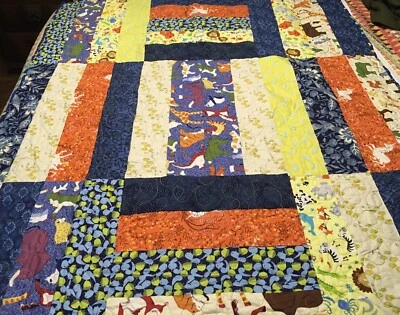 Handmade Quilt Lap Throw Barn Zoo Animals Quilted Unique Child Size 46”x 54” - Image 1 of 4