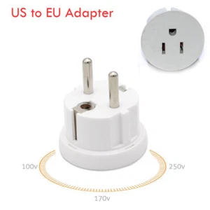Adaptador de enchufe de viaje Schuko americano a europeo EE. UU. Alemania Francia UE - Imagen 1 de 5