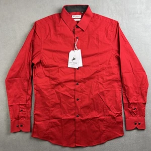 Alex Vando Shirt Mens Medium Red Regular Fit Long Sleeve Button Up Flip Cuff NWT - Picture 1 of 16