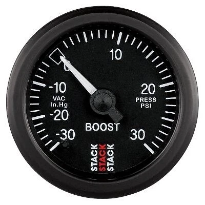 Stack Mechanical Turbo Boost Pressure Gauge -30 to +30 Psi Black Face 52mm 3112 - Image 1 of 1