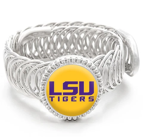 LSU Tigers Yellow Purple Mens Silver Adjustable Chain Bracelet Jewelry Gift D11 Cover