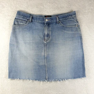 Westco Denim Mini Skirt Womens Size 14 Blue Zip Short Logo Stretchy - Bild 1 von 11