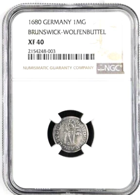 1680 German States Brunswick Wolfenbuttel Wildman Mariengroschen NGC XF 40 - Image 1 of 3