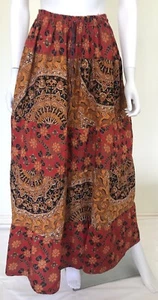 Vintage Indian Cotton Patchwork Cotton End of Day Skirt | 70s | S M L - Picture 1 of 8