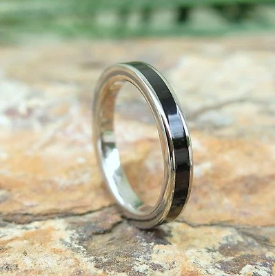 Alianza de anillo de boda unisex de titanio de madera de gabón de Hawaii para joyería de 3 mm #TRE-1007-03  Foto 1 de 4