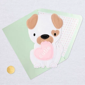 Hallmark Birthday Card by Signature ~ 3D Felt Puppy "Cutie" - Picture 1 of 2
