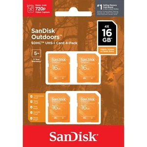SanDisk SDSDBNN-016G-AW6W4 Outdoors SD UHS-I Card 16GB 4-Pack - Picture 1 of 2
