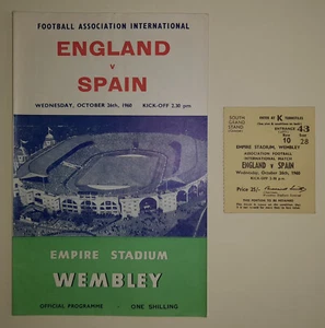 England v Spain Programme Ticket Wednesday October 26th 1960 Wembley Good Cond - Picture 1 of 2